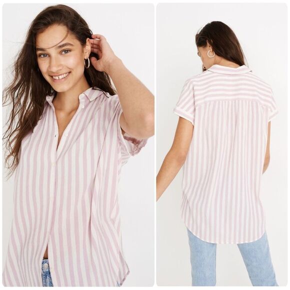 Madewell Tops - Madewell Central Tunic Button Front Shirt in Lavender Stripe | Small